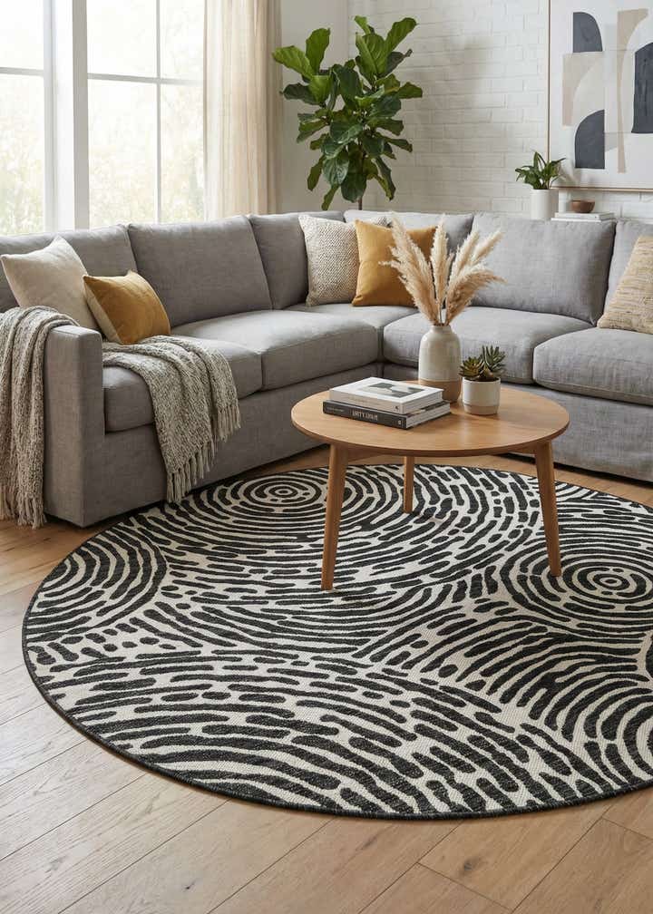 6' x 6' Easy-Clean Modern Indoor / Outdoor Round Rug