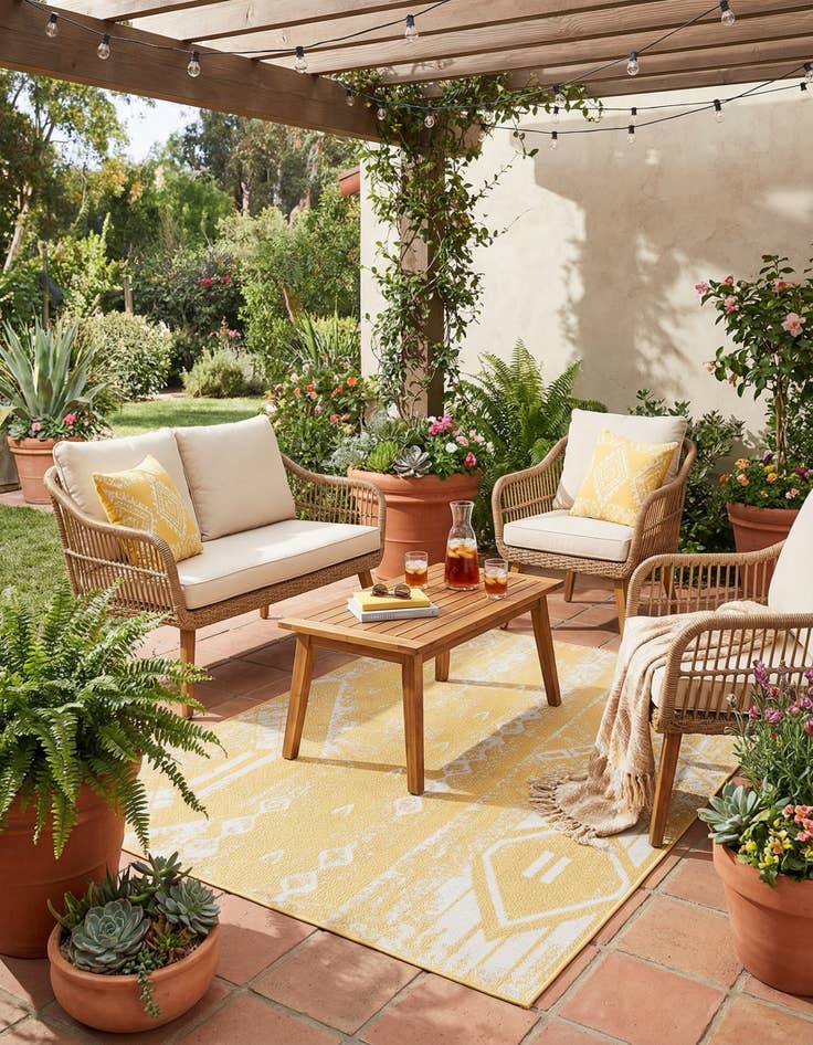 Detail image of 5' 3 x 8'  Washable Bohemian Indoor / Outdoor Rug