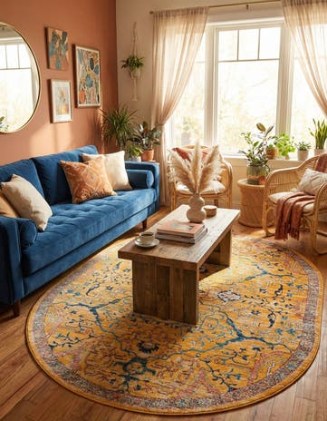Yellow Lola Oval Rug