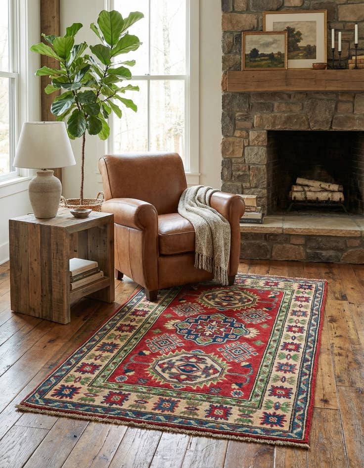 Detail image of 2' 7 x 4' 2  Hand Knotted Kazak Rug