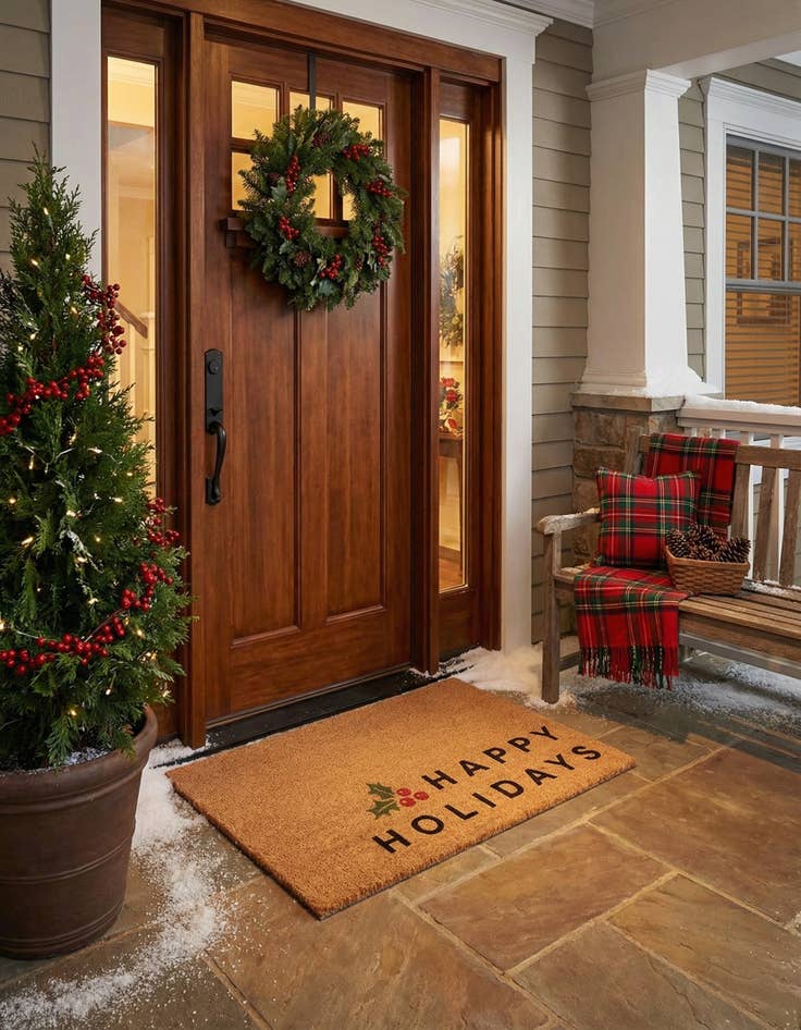 Detail image of 1' 6 x 2' 6 Happy Holidays Doormat