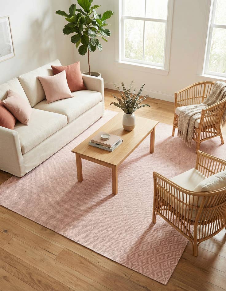 Detail image of  10' x 10'  Hand Woven Geo Trellis Flatweave Square Rug