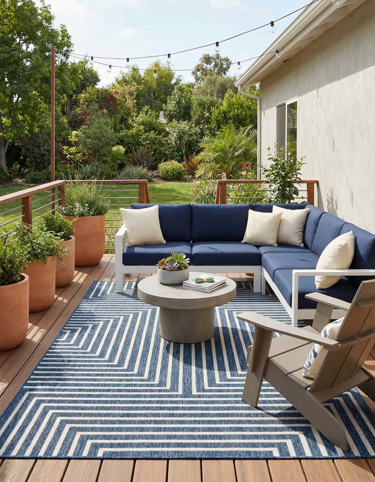 Detail image of  5' 3 x 8'  Washable Modern Indoor / Outdoor Rug