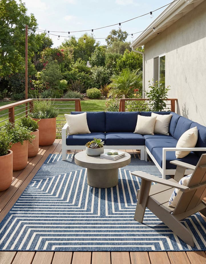 5' 3 x 8' Easy-Clean Modern Indoor / Outdoor...