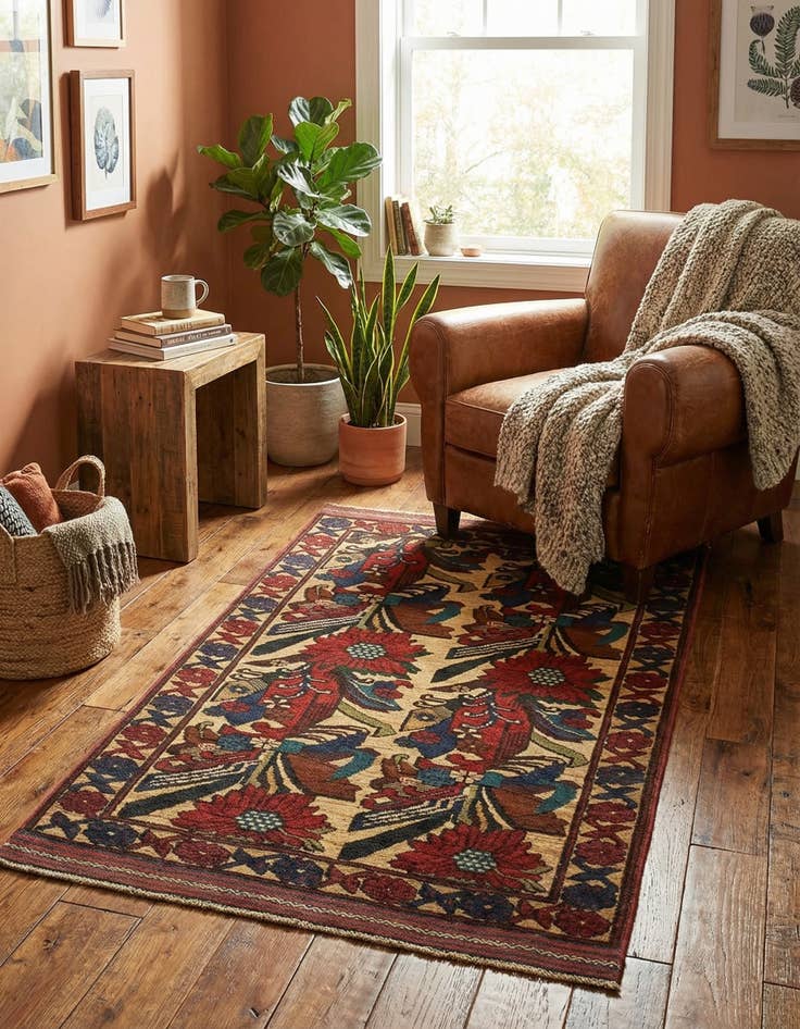 Detail image of  2' 10 x 4' 5  Hand Knotted Sumak Wool Rug