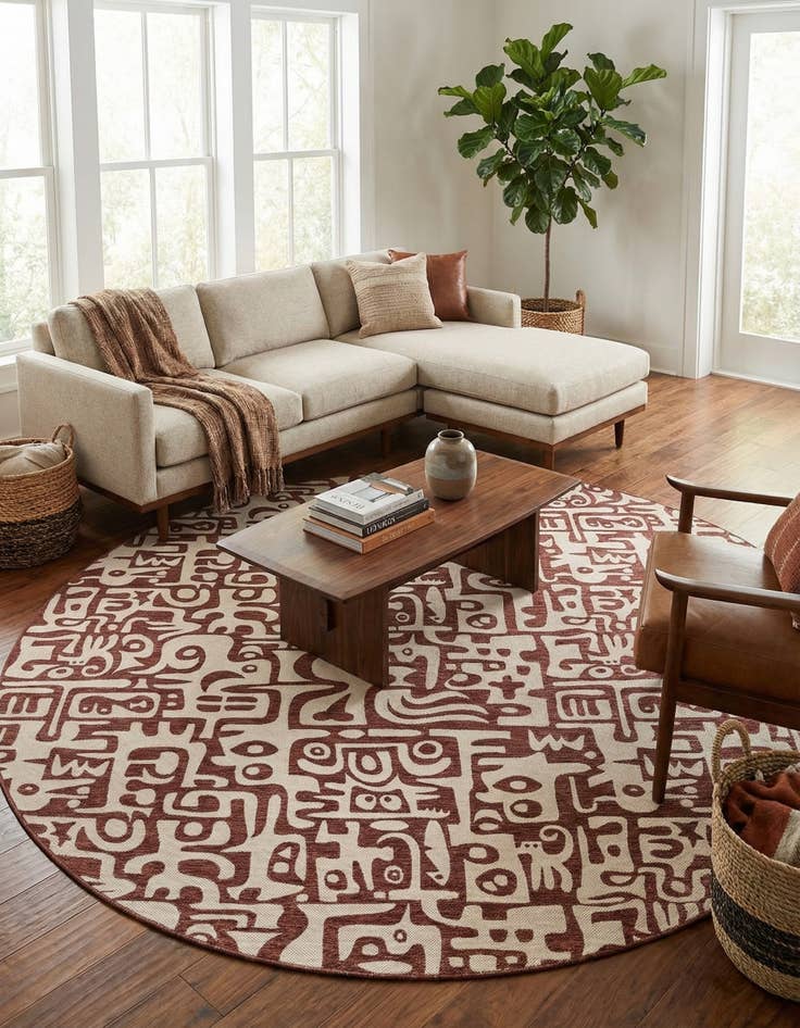 Detail image of  13' x 13'  Washable Modern Indoor / Outdoor Square Rug