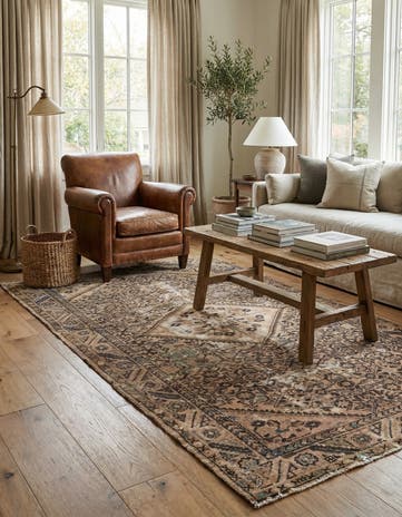 4' 9 x 9' 5 Hand Knotted Ultra Vintage Persian Wool Rug