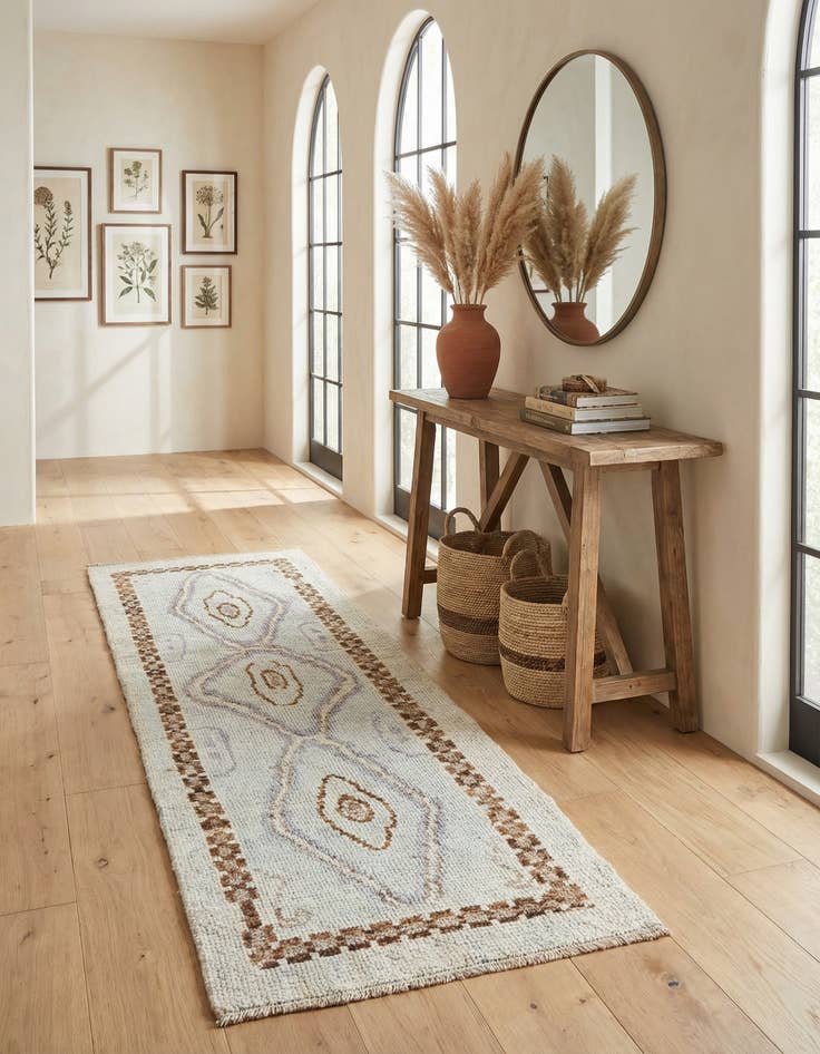 Detail image of 2' 10 x 8'  Hand Knotted Moroccan Wool Runner Rug