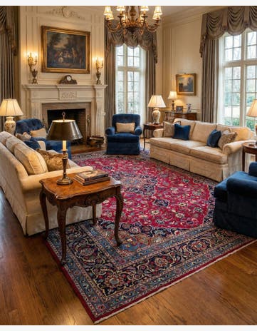 9' 6 x 12' 5 Hand Knotted Mashad Persian Wool Rug