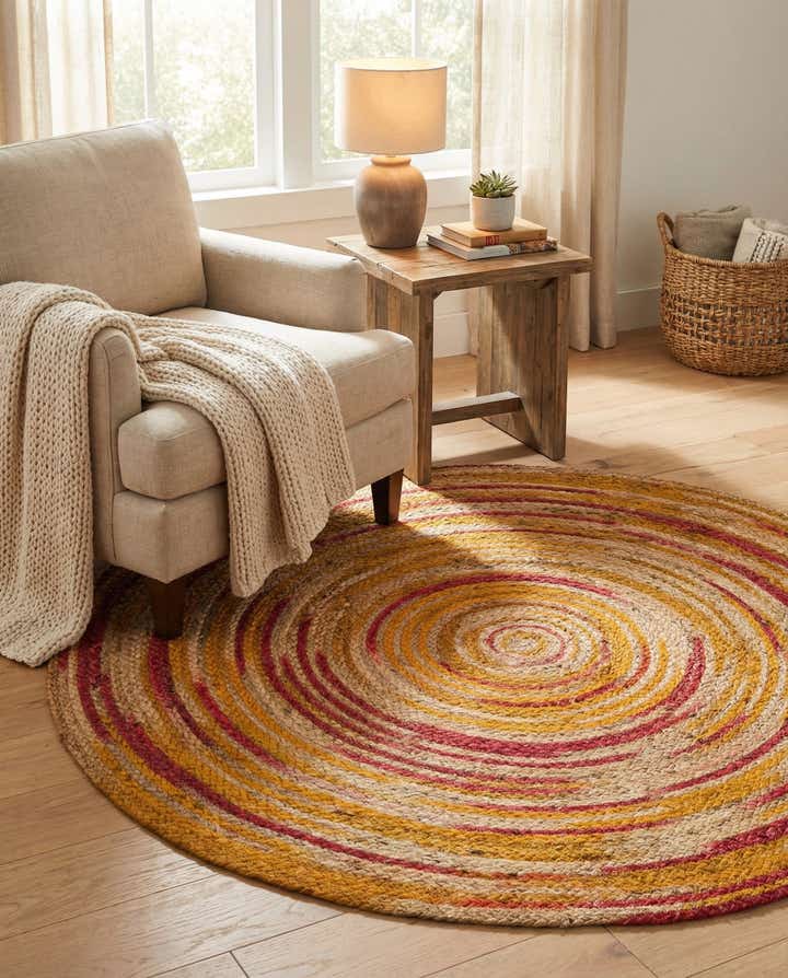 4' 1 x 4' 1 Handmade Braided Jute Round Rug