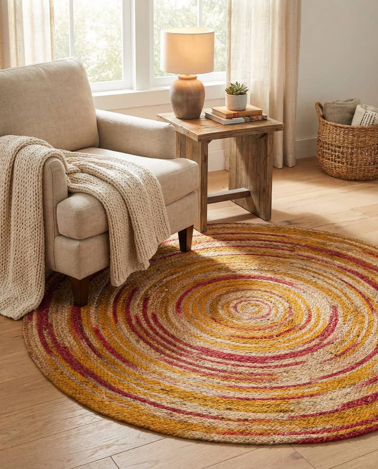 Detail image of 4' 1 x 4' 1 Handmade Braided Jute Round Rug