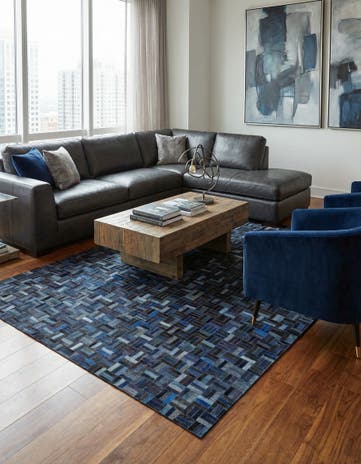 5' 1 x 7' 10 Cowhide Leather Rug