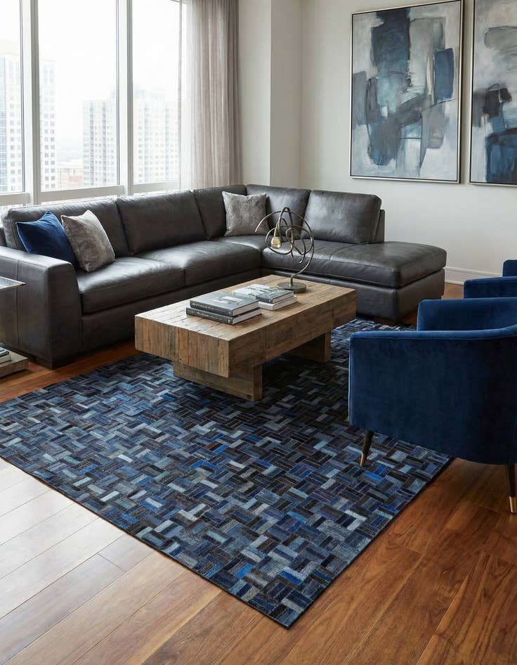 Detail image of 5' 1 x 7' 10 Cowhide Leather Rug