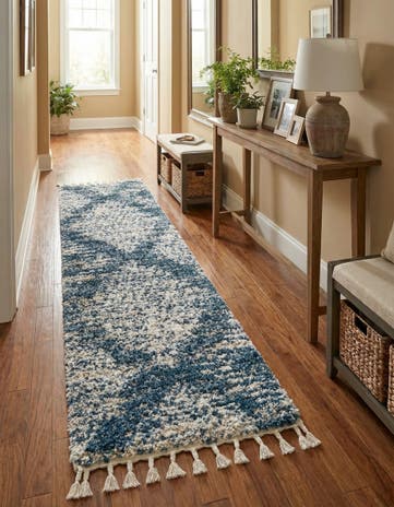 Blue Serenity Shag Runner Rug