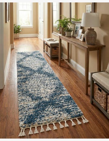 Blue Serenity Shag Runner Rug