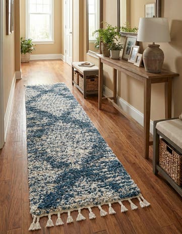 Blue Serenity Shag Runner Rug