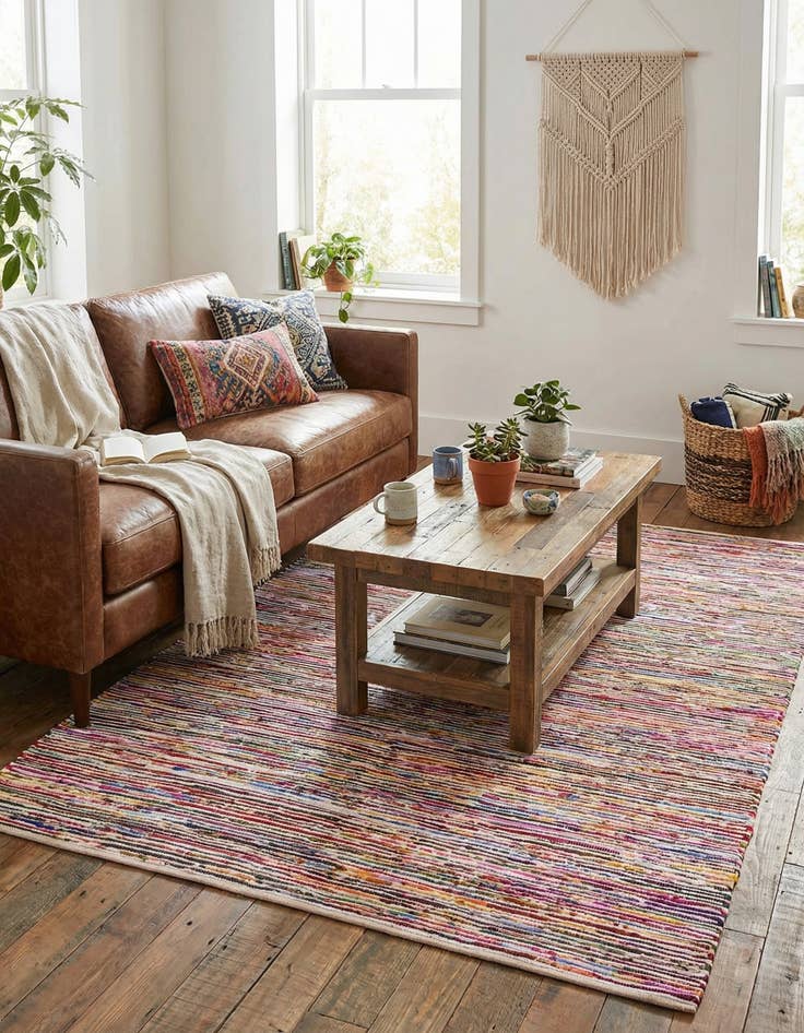 Detail image of 7' 10 x 10' Hand Woven Chindi Cotton Rug