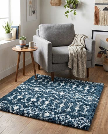  3' x 3' Moroccan Trellis Shag Square Rug