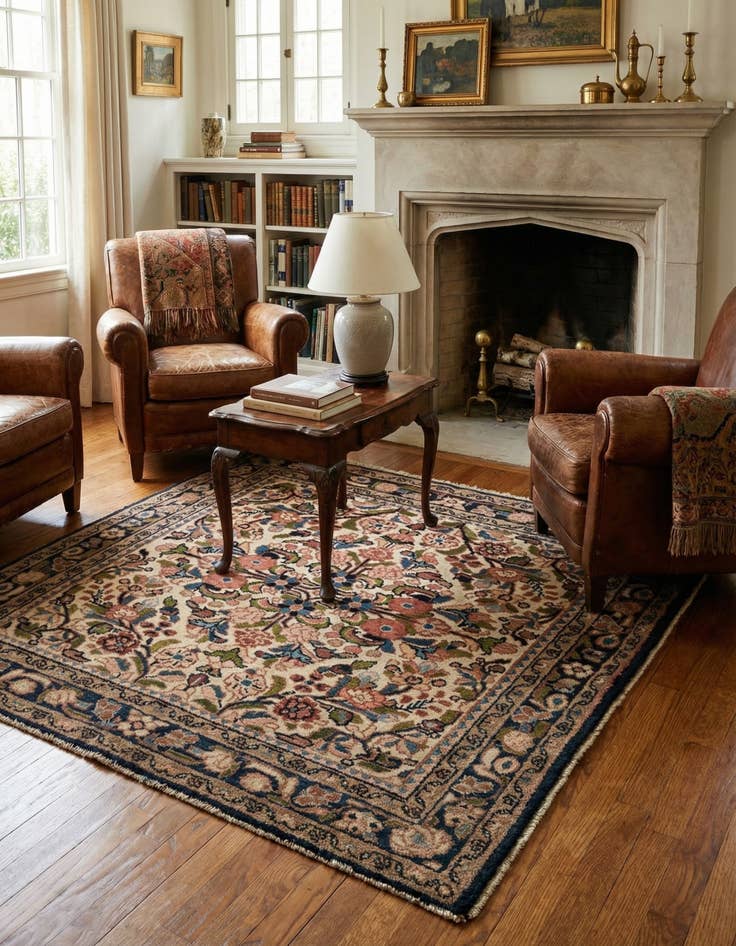 Detail image of  3' 4 x 3' 7  Hand Knotted Bakhtiar Persian Wool Square Rug