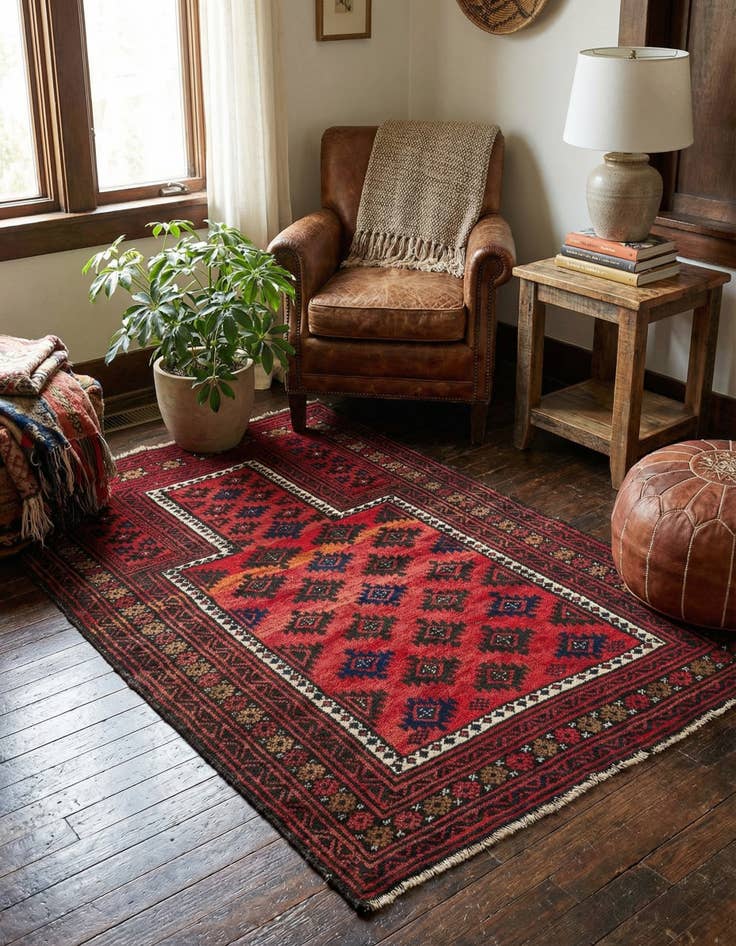 Detail image of  3' x 4' 5  Hand Knotted Balouch Persian Wool Rug