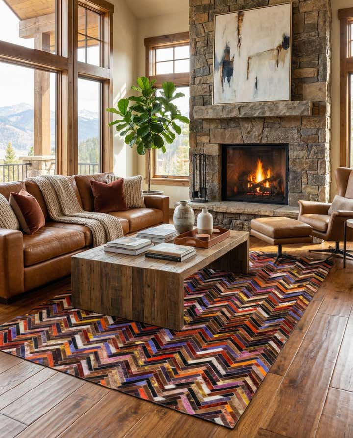 5' 5 x 7' 7 Cowhide Stocks Rug