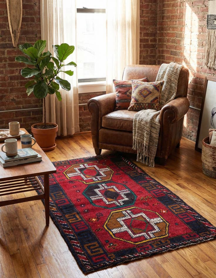 Detail image of 2' 9 x 4' 10  Hand Knotted Balouch Persian Wool Rug