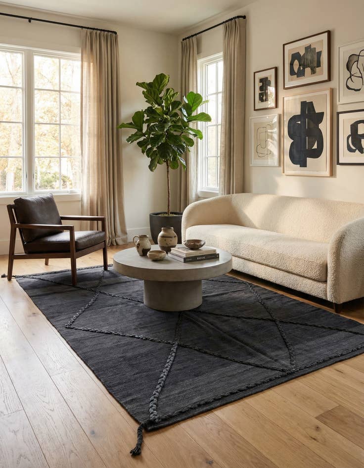 Detail image of 4' 2 x 5' 9  Hand Woven Kilim Modern Wool Rug