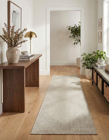 Gray Easy-Clean Modern Indoor / Outdoor Runner Rug