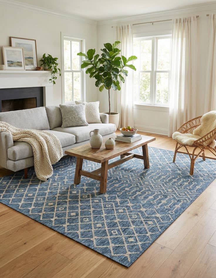 Detail image of 7' 10 x 11' Easy-Clean Trellis Indoor / Outdoor Rug