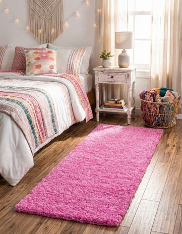 2' x 6' 5 Solid Shag Runner Rug