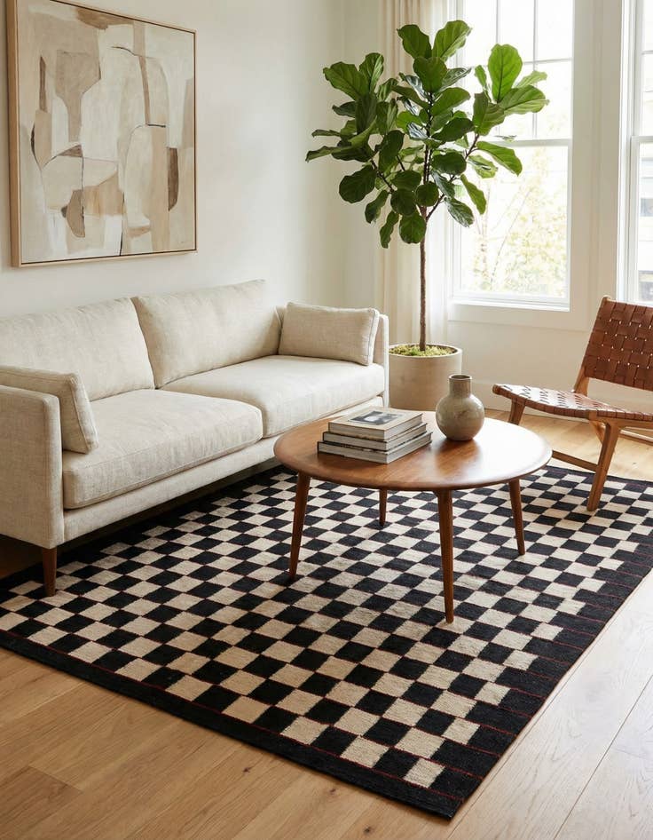 Detail image of 4' 1 x 5' 10  Hand Woven Kilim Modern Wool Rug