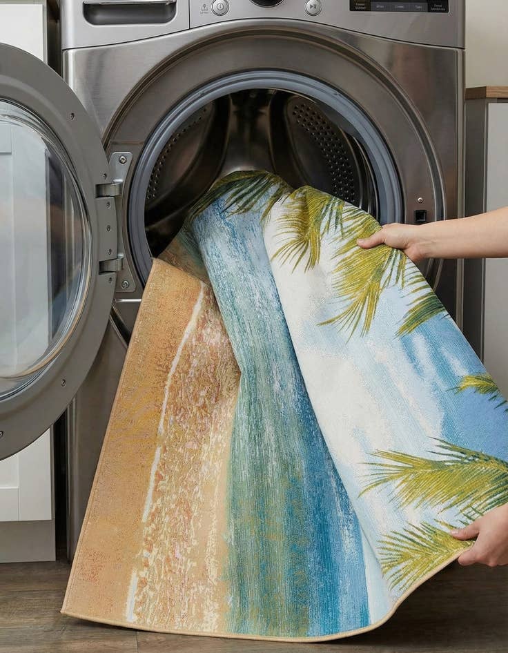 Detail image of  7' 10 x 10'  Washable Coastal Indoor / Outdoor Rug