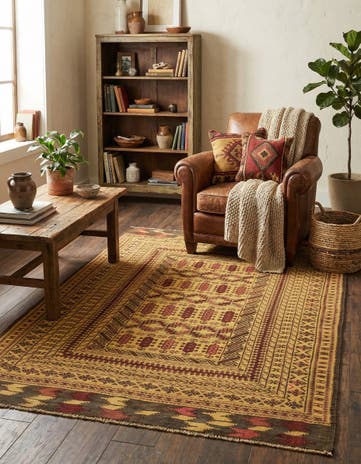 3' 9 x 6' 8 Hand Knotted Sumak Wool Rug