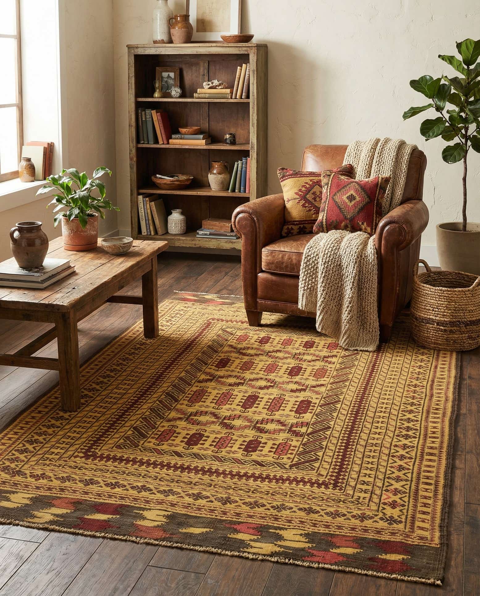 3' 9 x 6' 8 Hand Knotted Sumak Wool Rug