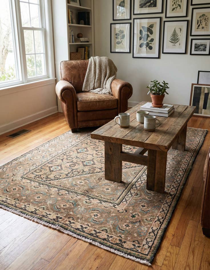 Detail image of 3' 3 x 4' 8  Hand Knotted Ultra Vintage Persian Wool Rug