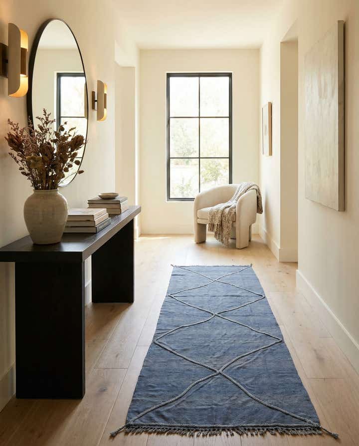 3' 7 x 11' 1 Hand Woven Kilim Modern Wool Runner Rug