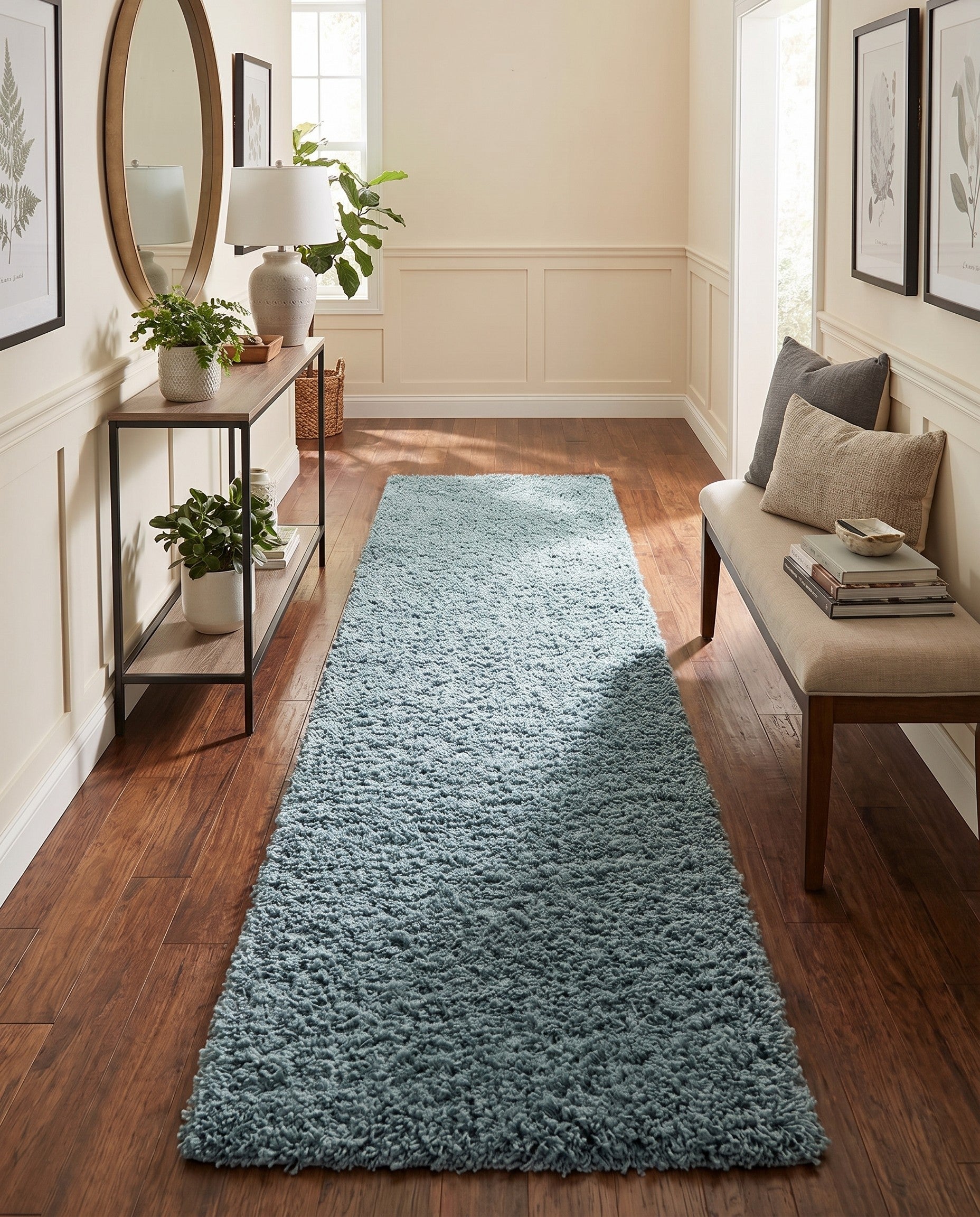2' 7 x 13' Solid Shag Runner Rug