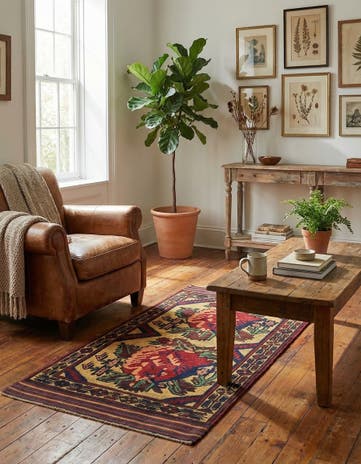 3' 1 x 4' 11 Hand Knotted Sumak Wool Rug