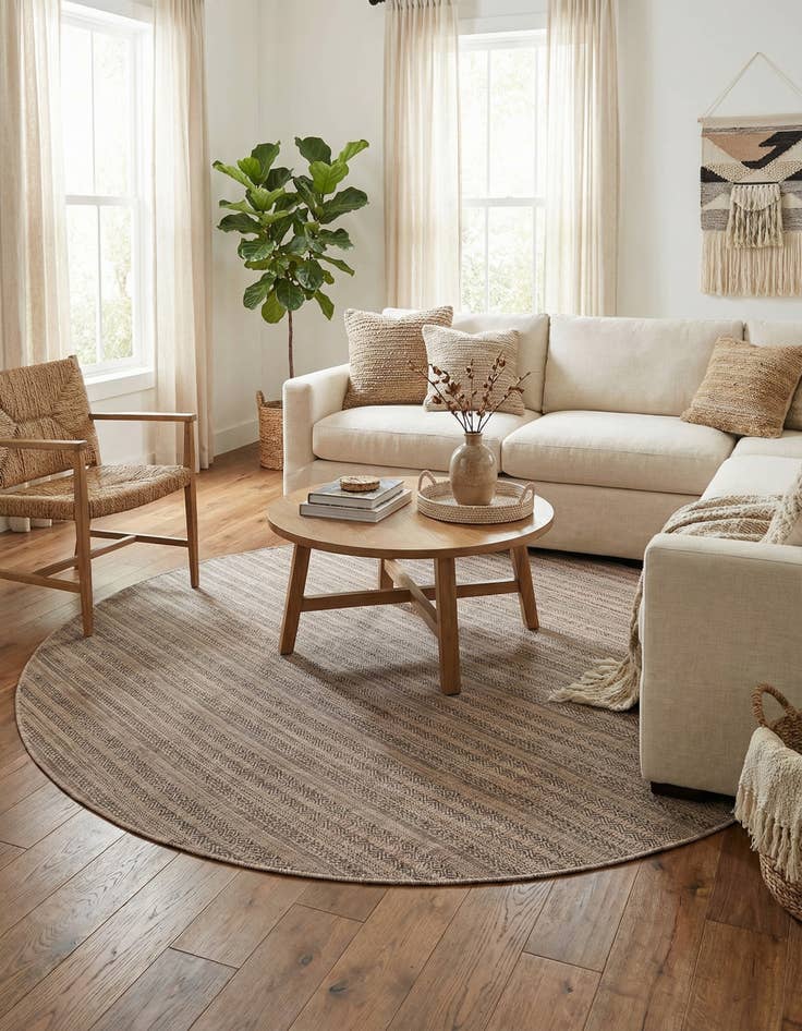 Detail image of 10' x 10'  Washable Striped Indoor / Outdoor Square Rug