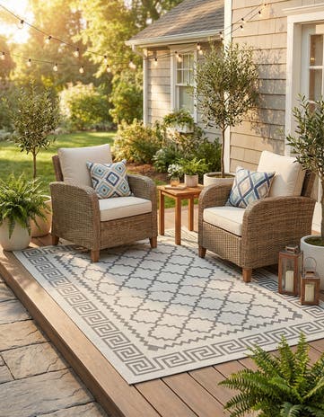 6' x 9' Easy-Clean Lattice Indoor / Outdoor Rug