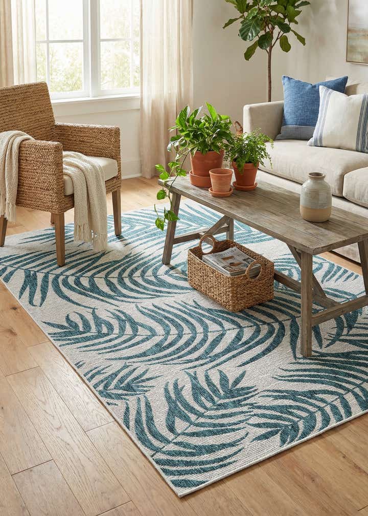 5' 3 x 8' Easy-Clean Botanical Indoor / Outdoor Rug