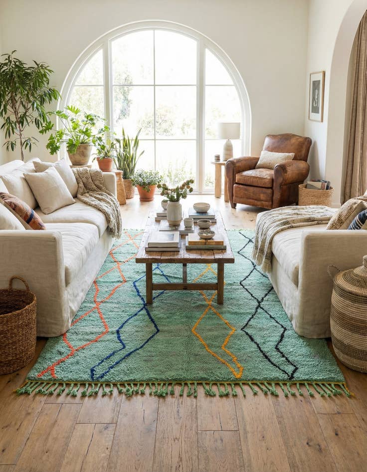 Detail image of 6' 9 x 9' 4 Hand Knotted Moroccan Wool Rug