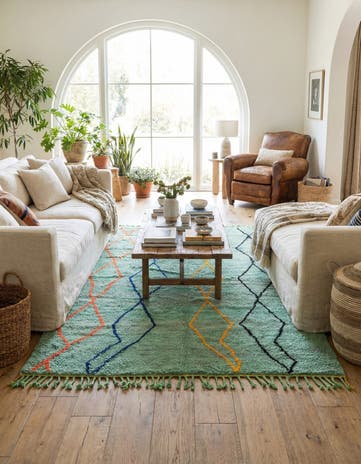 6' 9 x 9' 4 Hand Knotted Moroccan Wool Rug