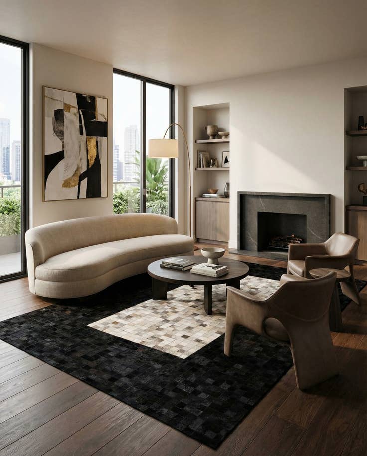 Detail image of 5' 1 x 7' 11 Cowhide - Patchwork Rug