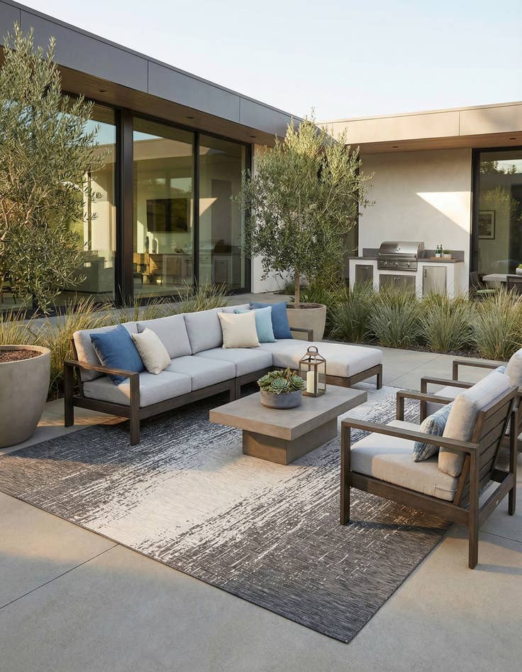 Detail image of 10' x 14'  Washable Modern Indoor / Outdoor Rug