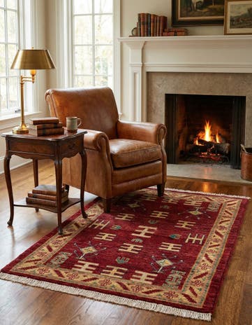 3' 4 x 4' 6 Hand Knotted Ziegler Wool Rug