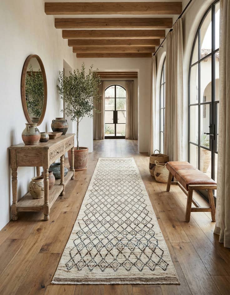 Detail image of 3' 2 x 15' 10 Hand Knotted Moroccan Wool Runner Rug