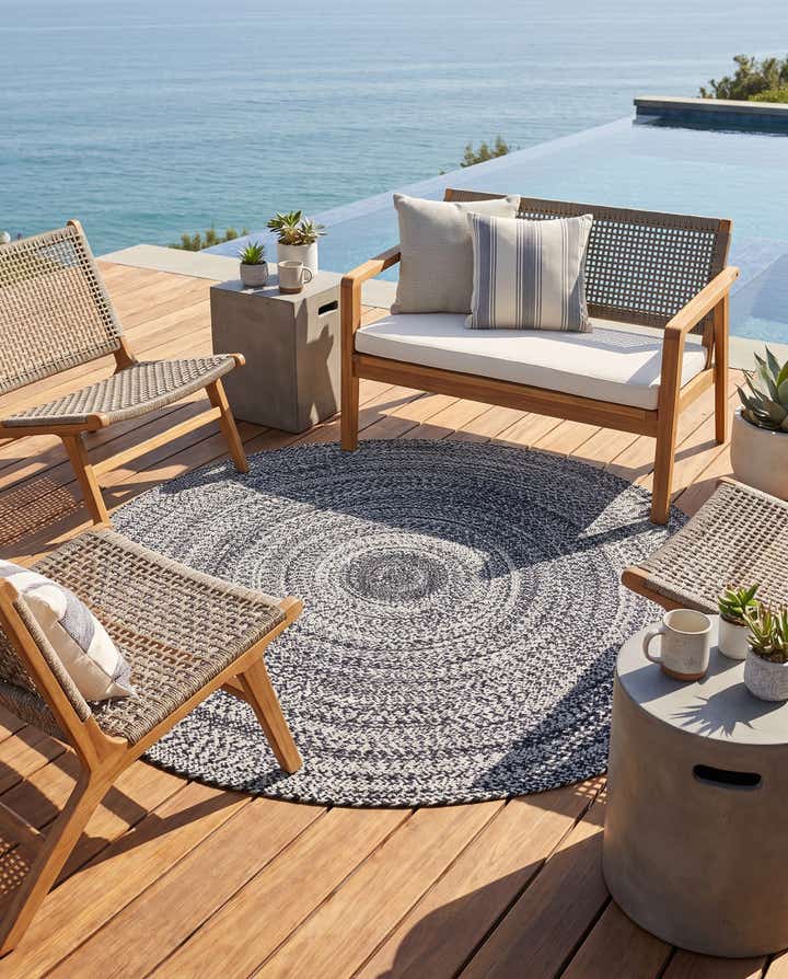 5' 3 x 5' 3 Easy-Clean Eco Verse Washable Indoor / Outdoor Round Rug