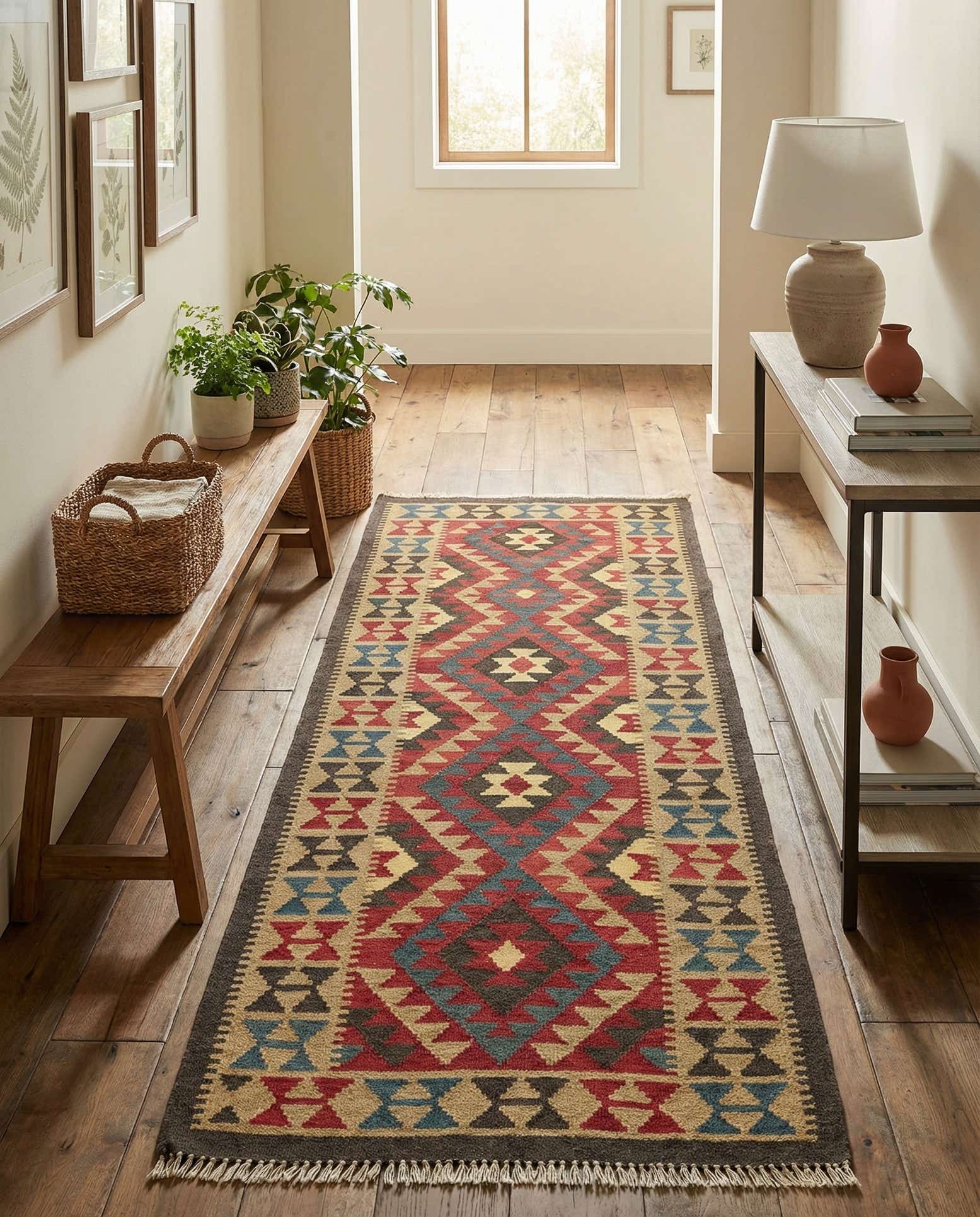 3' 3 x 6' 6 Hand Woven Kilim Maymana Wool Runner Rug