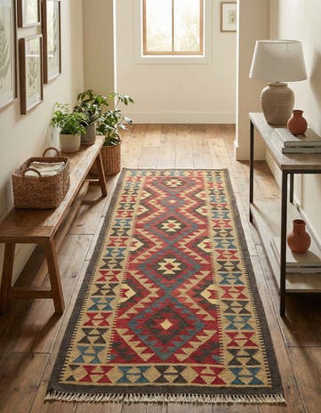 3' 3 x 6' 6 Hand Woven Kilim Maymana Wool Runner Rug